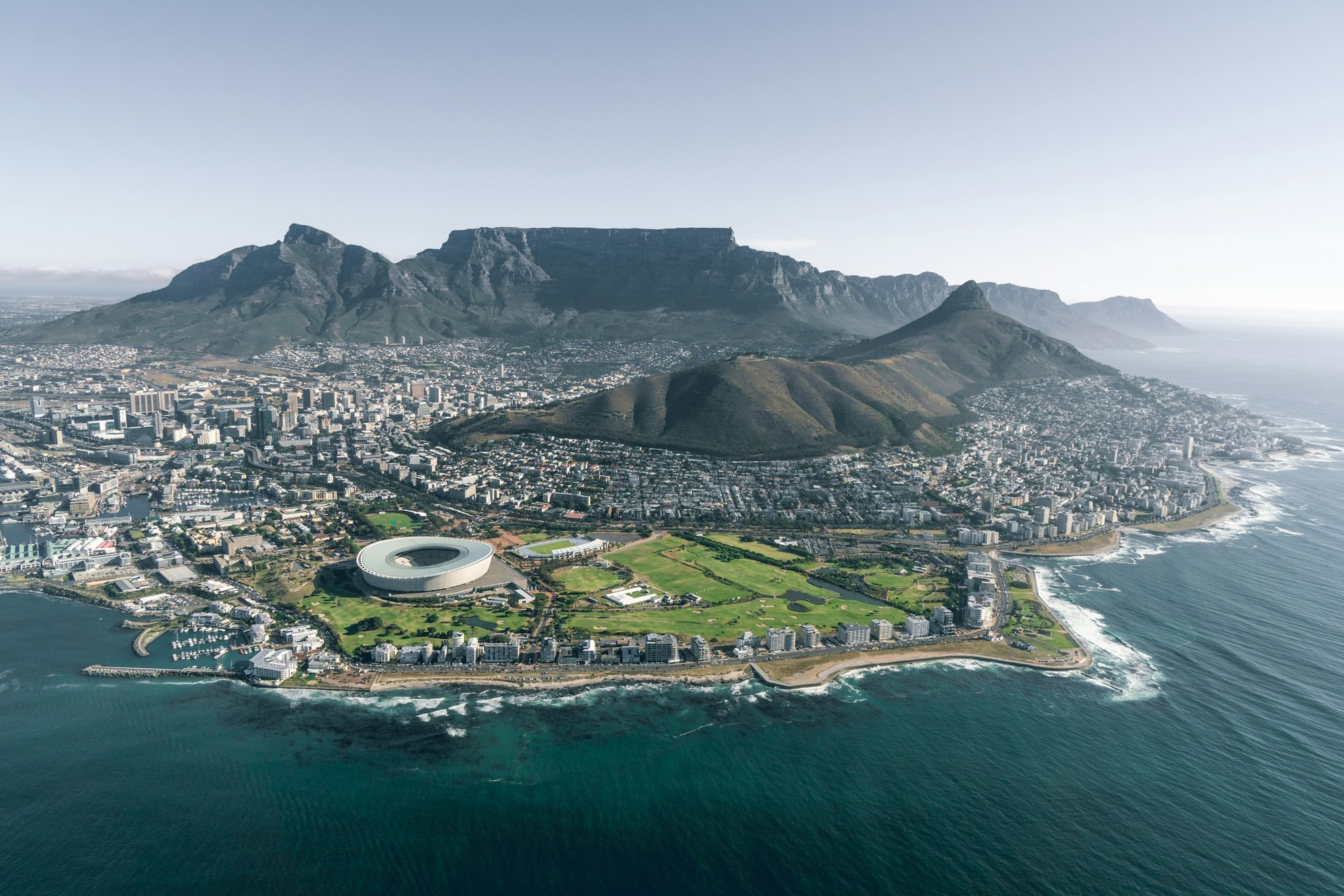 Aerial view of the Cape Town coastline